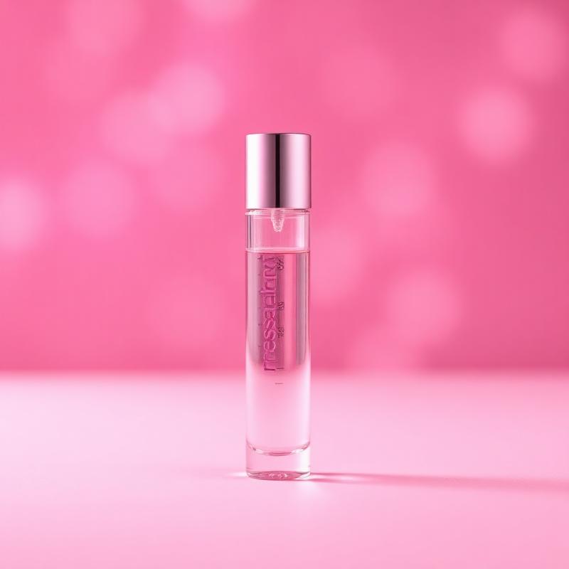 Research peptide vial on a pink background