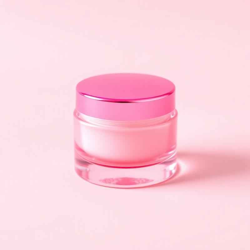 Pink cosmetic cream jar
